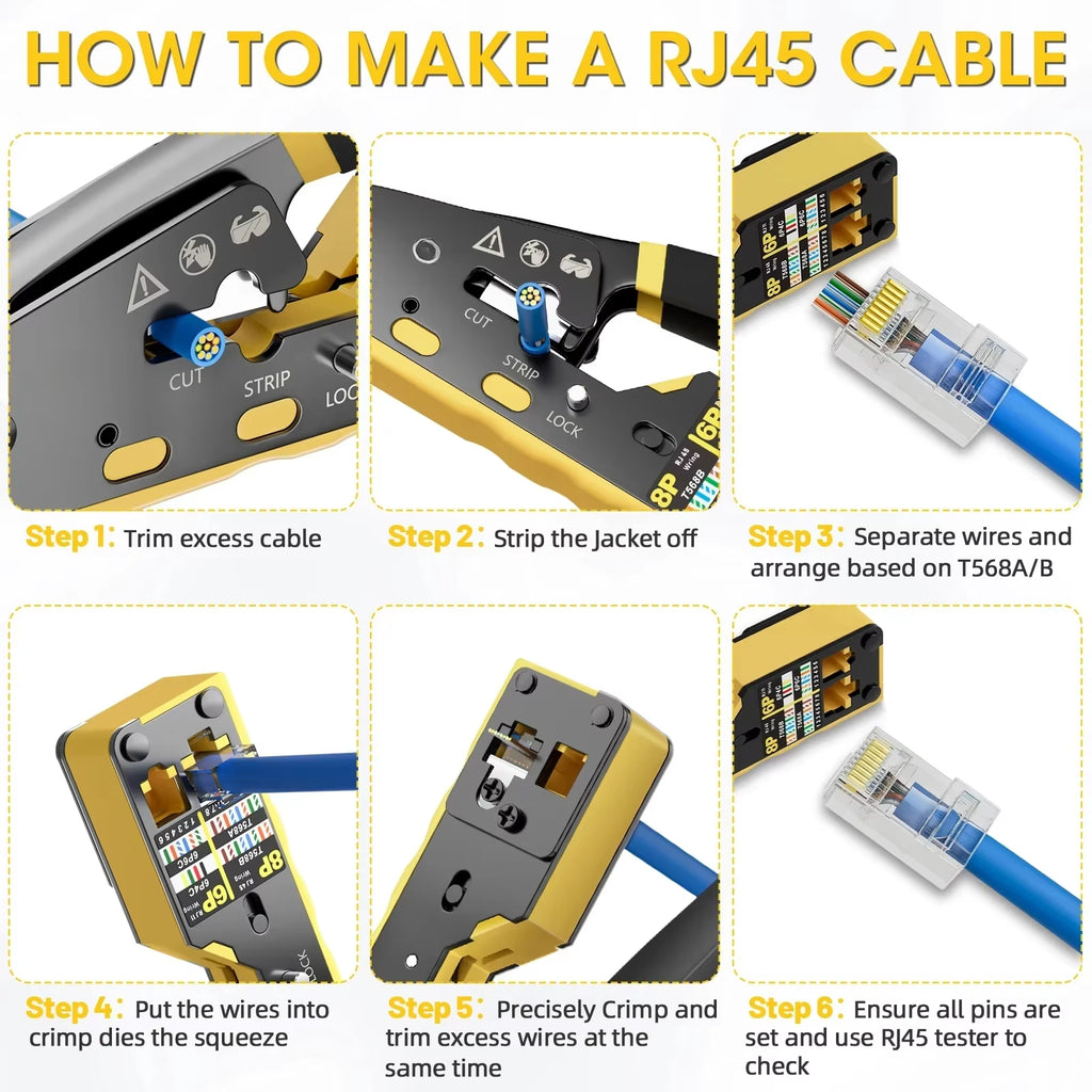 RJ45 Crimp Tool – Pass-Through Ethernet Crimper for Cat5e/Cat6 – image 5