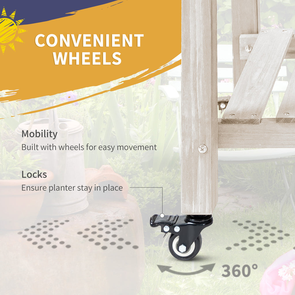 Planter Box, Mobile Wooden with 8 Grow Grids, Shelf and Wheels – image 5