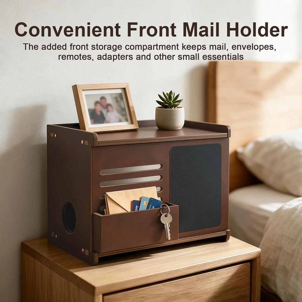 Router Box Hider, Wooden Wall Shelf with Storage and Chalkboard – image 6