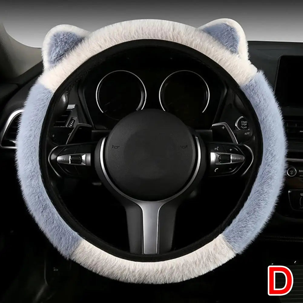 Plush Steering Wheel Cover with Cat Ears - Warm Non-Slip Winter Grip – image 8