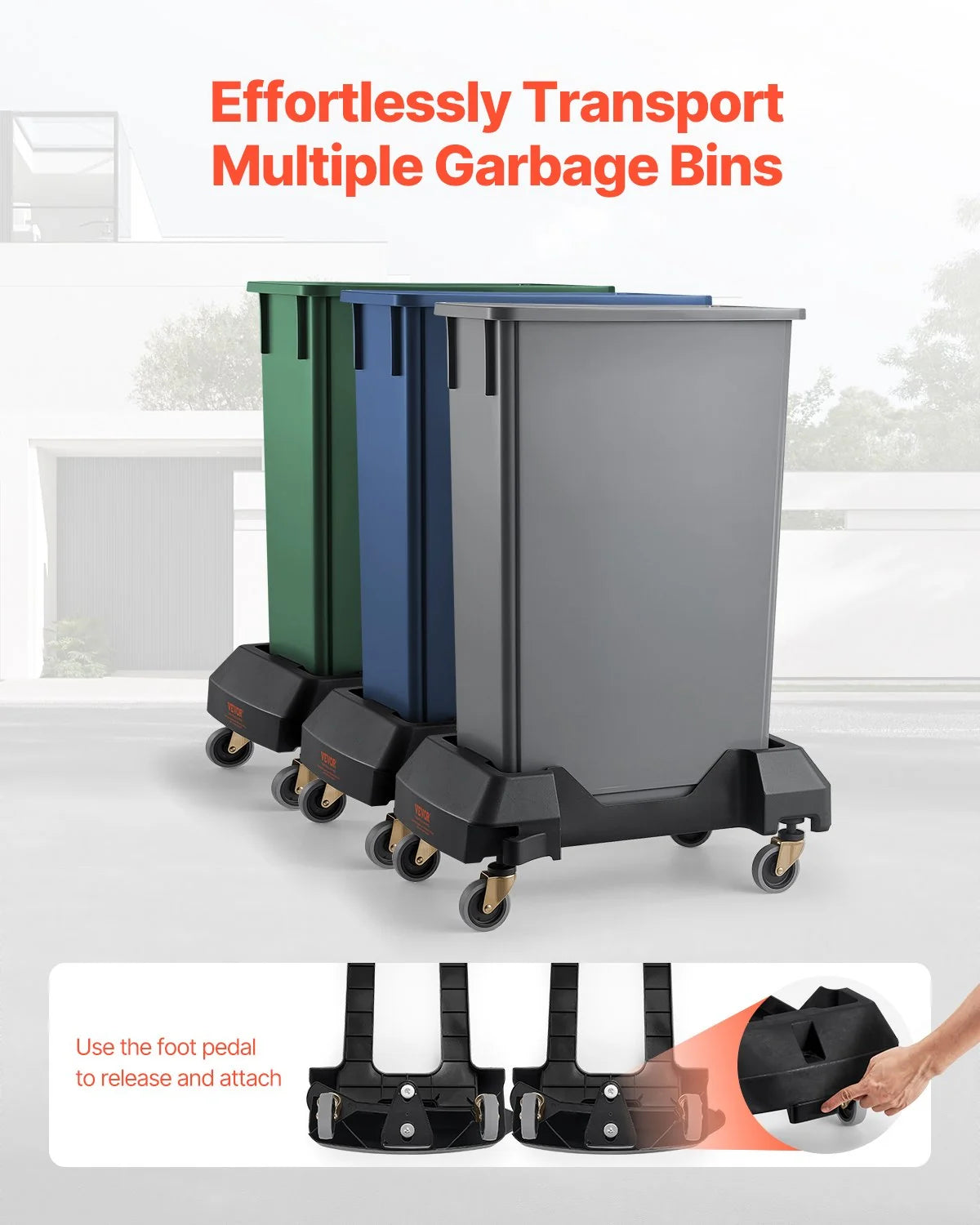 Trash Can Dolly - Slim Rolling Base for 16/23 Gal Bins, 200 lb – image 3