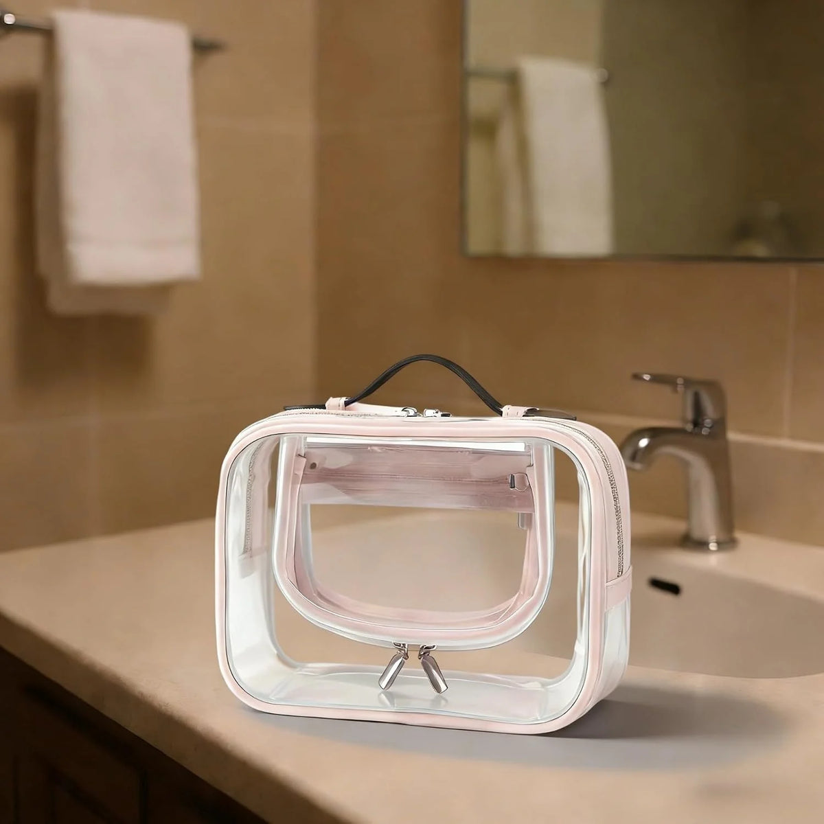 Clear Makeup Bag 2-Pack, TSA-Friendly Waterproof Travel Pouches – image 4