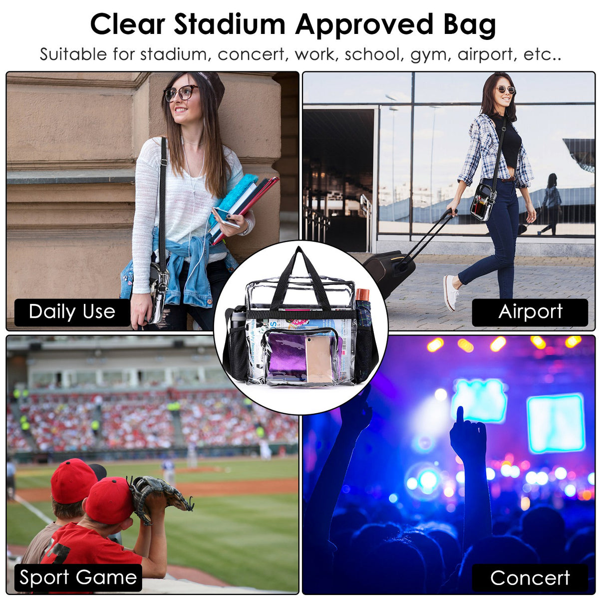 Clear Crossbody Bag – Stadium Tote with Adjustable Strap – image 6