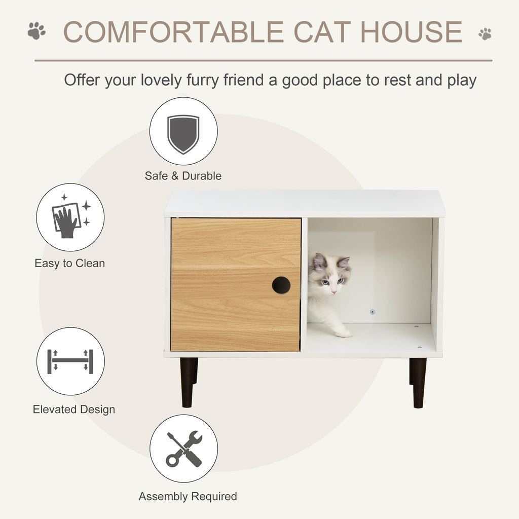 Wooden Cat House Side Table with Soft Cushion and Raised Legs – image 5
