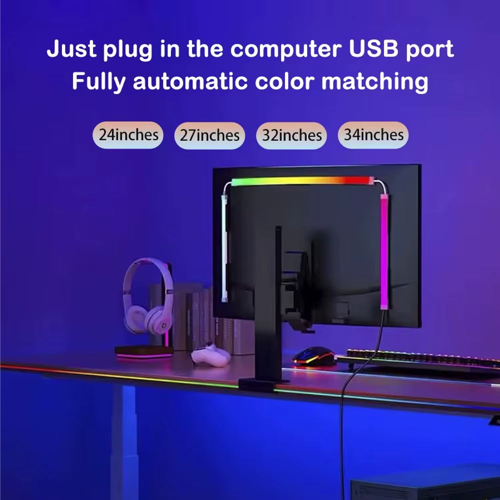PC Monitor LED Backlight Strip, RGBIC Screen Sync Light 24-34 in – image 4