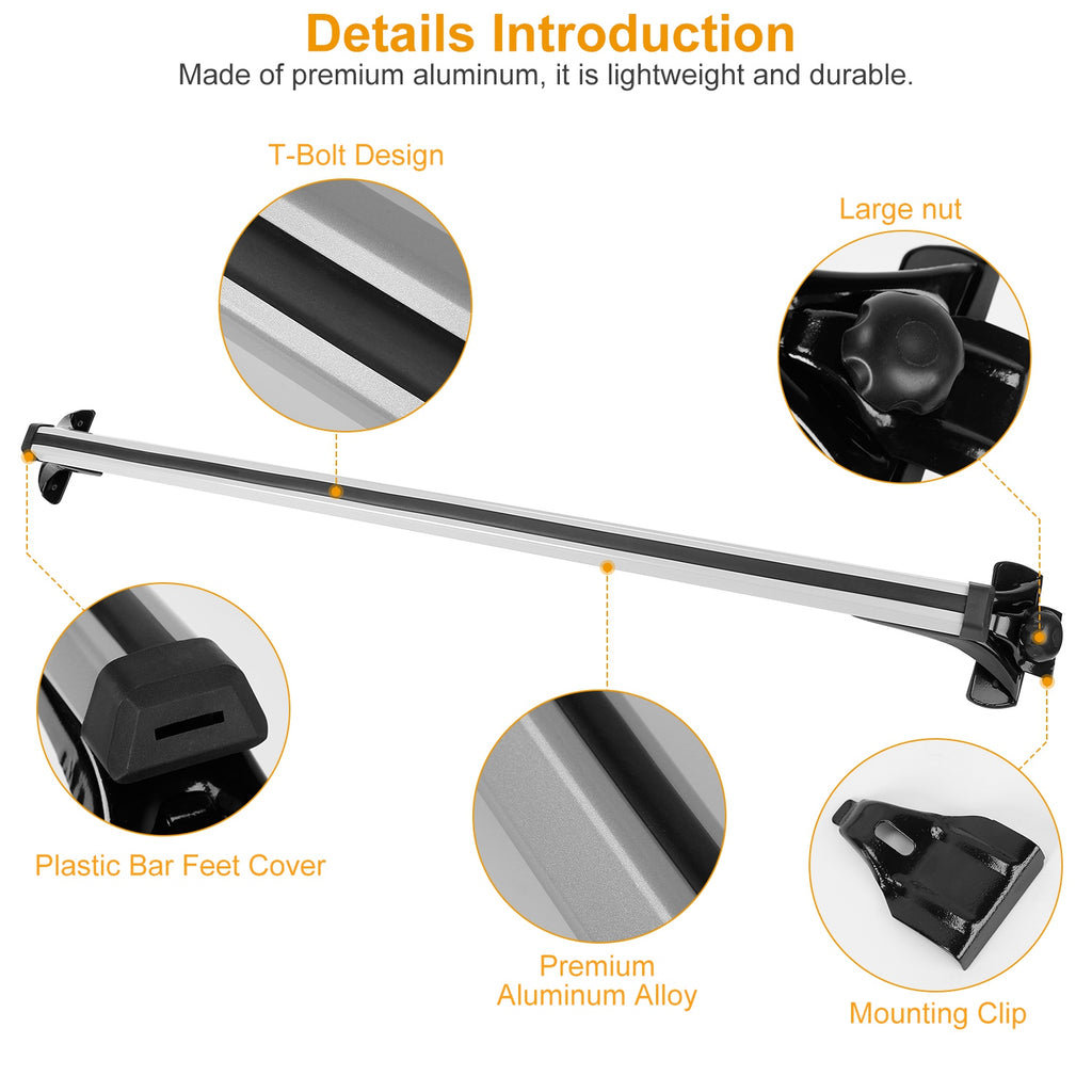 Roof Rack Cross Bars 47 in, Universal Aluminum for Bare Roofs – image 8