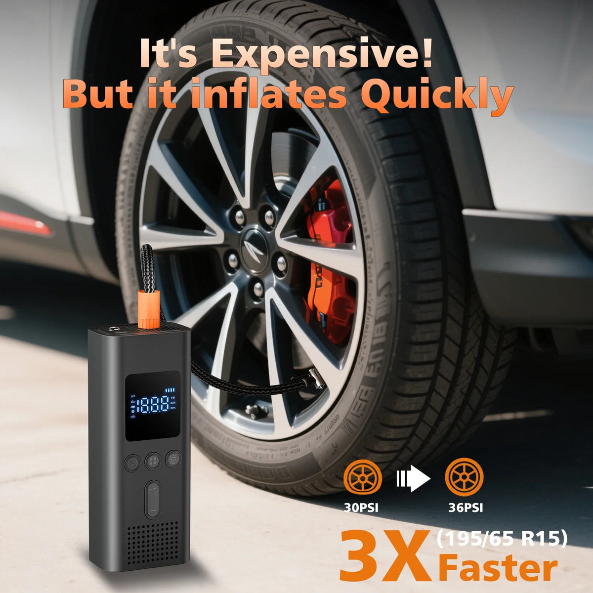 Electric Bike Pump, Mini Cordless Tire Inflator with Digital Display – image 2