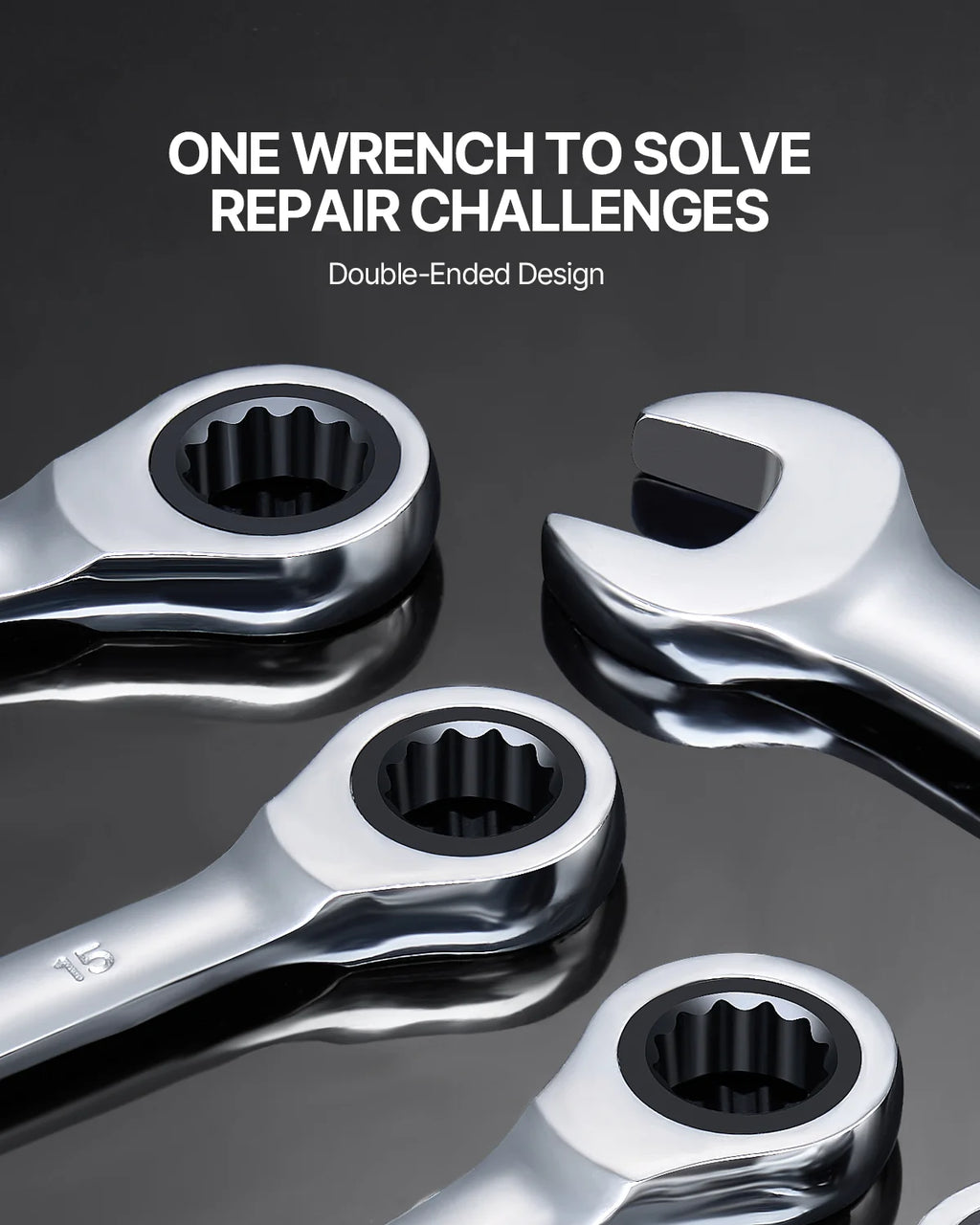 Ratcheting Wrench Set 8 Pcs – Metric 8–19 mm with Rack – image 5