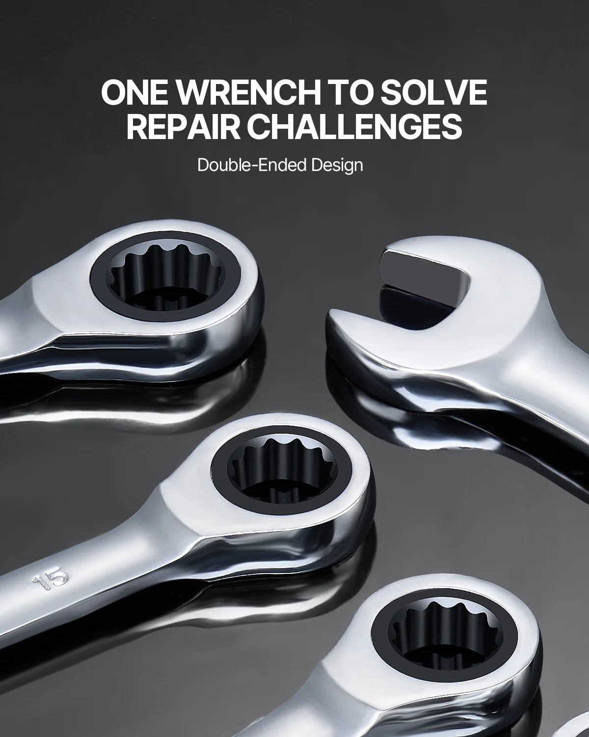 Ratcheting Wrench Set 8 Pcs – Metric 8–19 mm with Rack – image 5