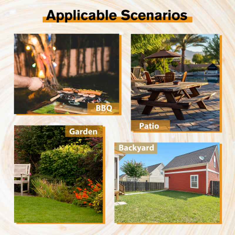 Wooden Picnic Table 75 in with 2 Built-In Benches, Umbrella Hole – image 10