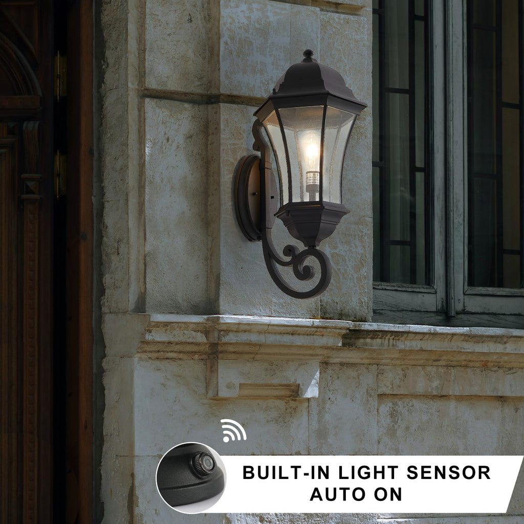 27 in Vintage Outdoor Wall Lantern with Dusk to Dawn Sensor – image 4