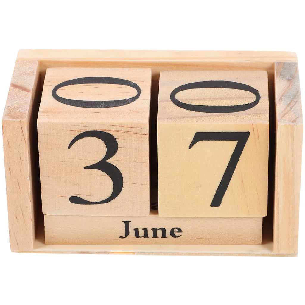 Perpetual Desk Calendar - Wooden Block Calendar, Black