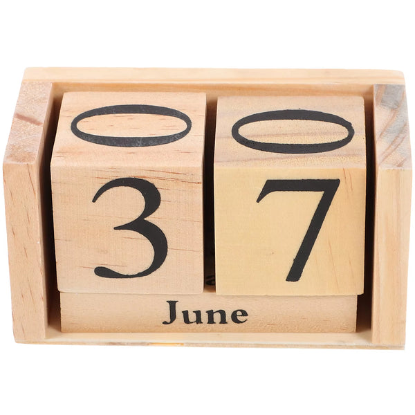 Perpetual Desk Calendar - Wooden Block Calendar, Black
