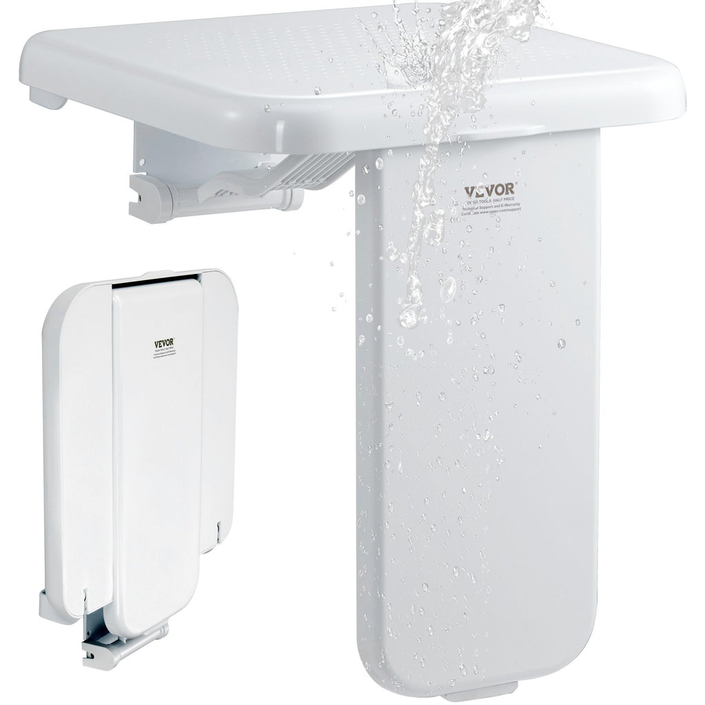 Folding Shower Seat, Wall Mounted Fold-Up Bench, 440 lb