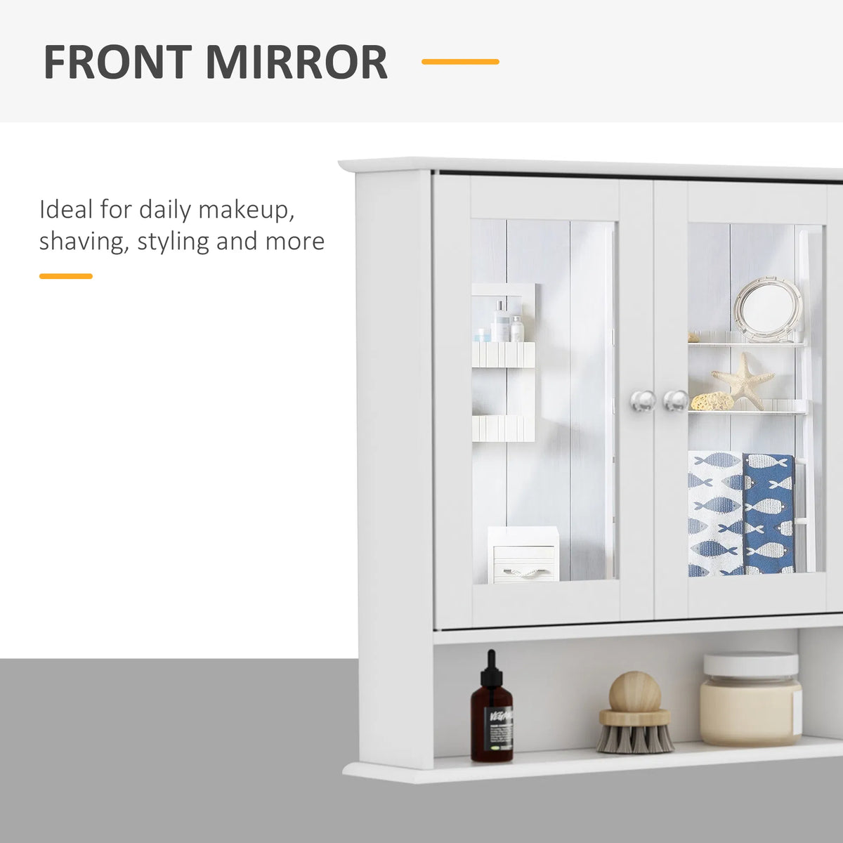 Medicine Cabinet, Wall-Mounted Mirror Cabinet with Double Doors – image 6