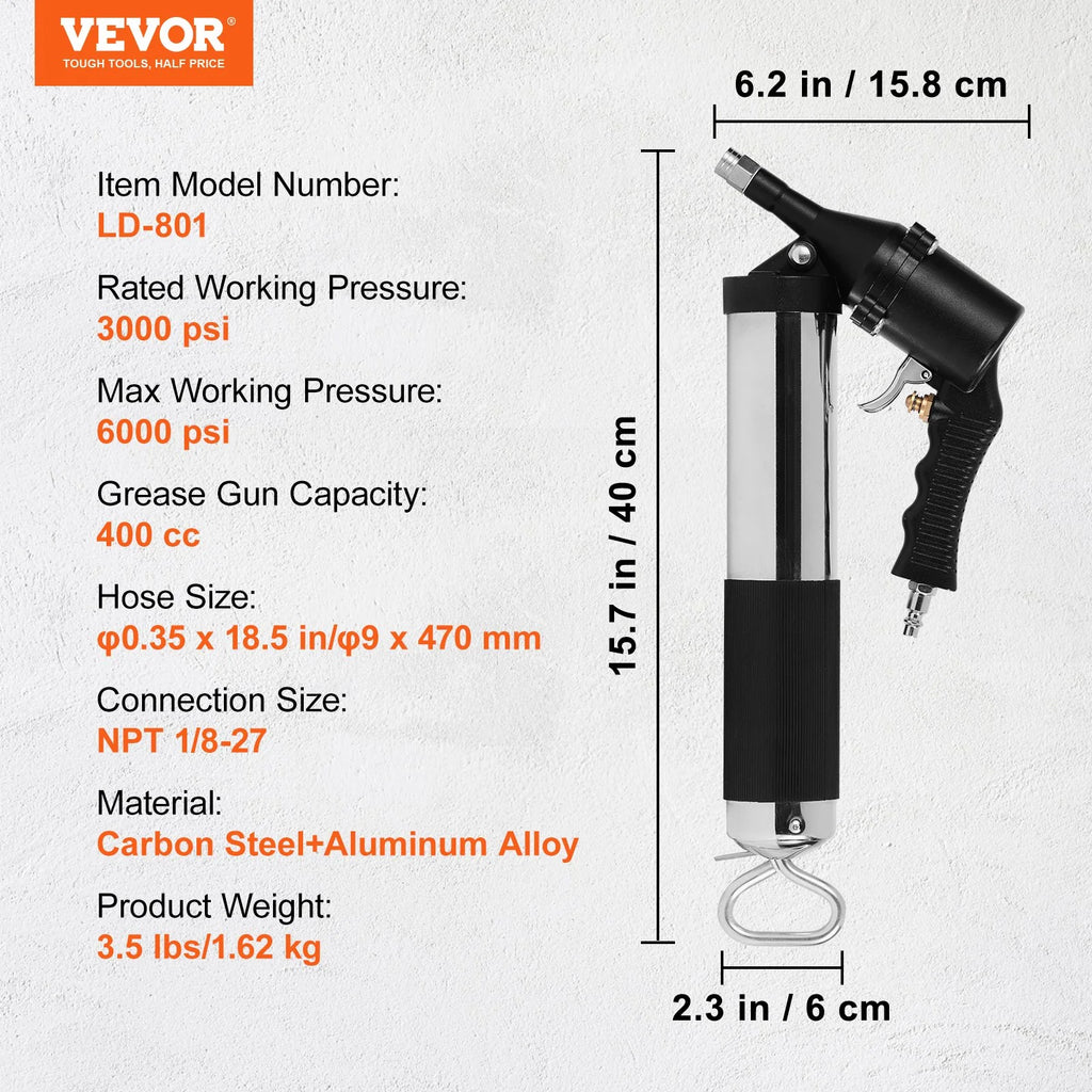 Pneumatic Grease Gun – Heavy Duty Air Grease Gun with 18.5 in Hose – image 10