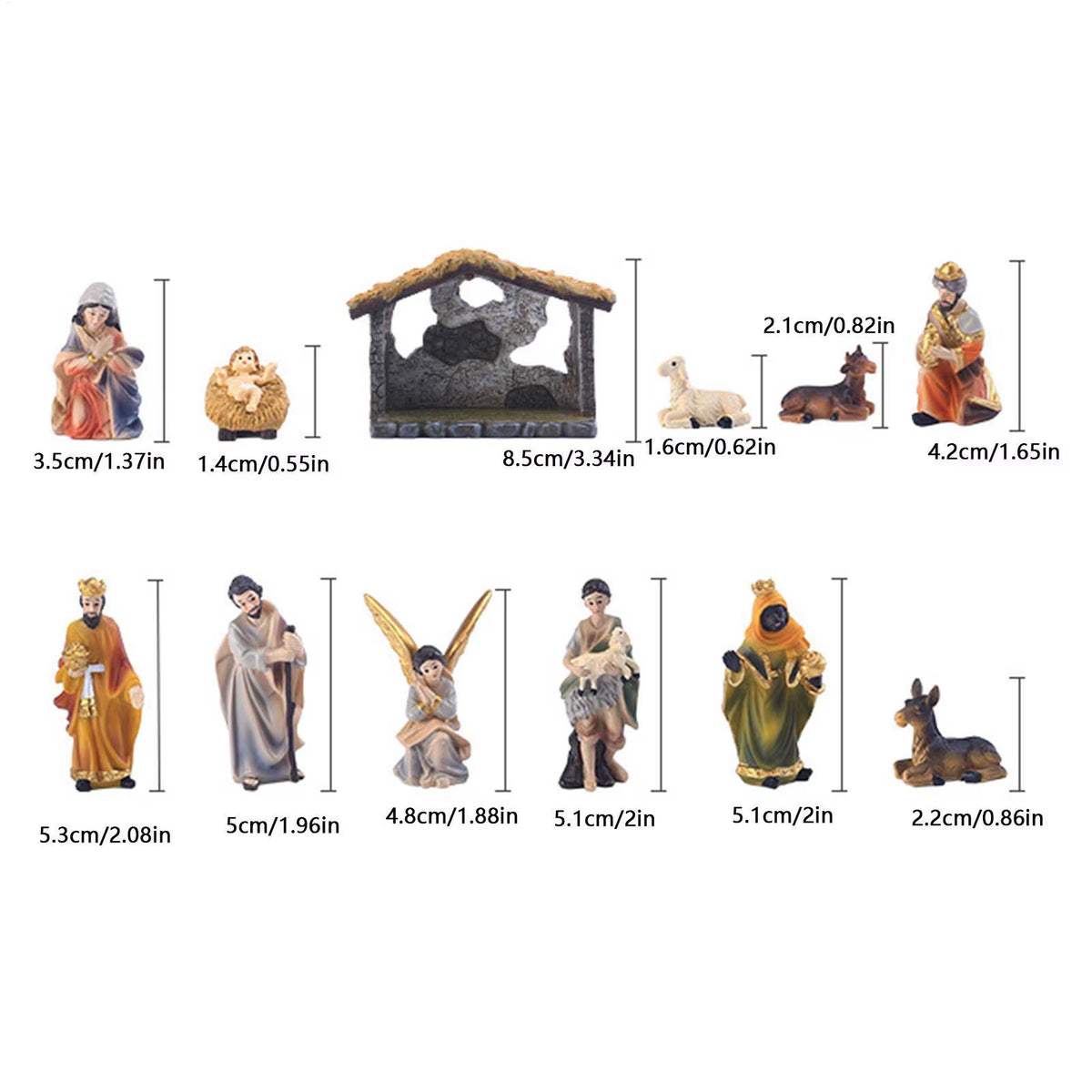 12 Piece Resin Nativity Set Hand Painted Holy Family Figurines – image 6