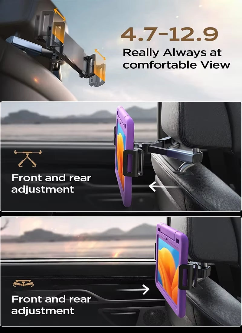 Car Headrest Tablet Holder – Stretchable Back Seat Mount – image 5