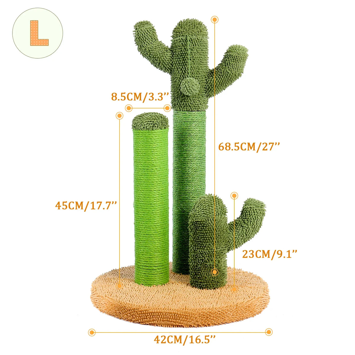 Cactus Cat Scratching Post – 3 Poles with Dangling Ball – image 7