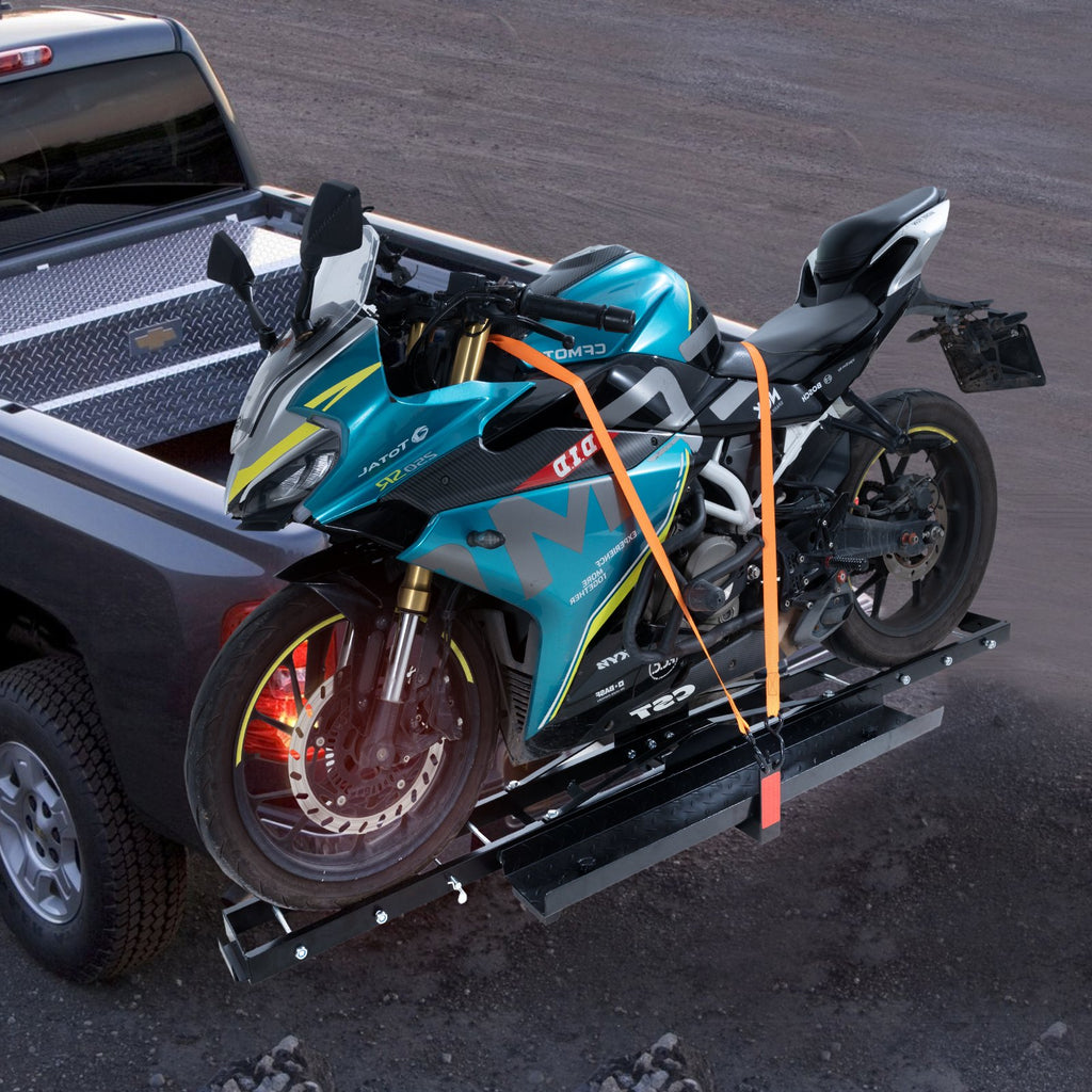 Hitch Motorcycle Carrier – 600 lb Steel Rack with Loading Ramp – image 8