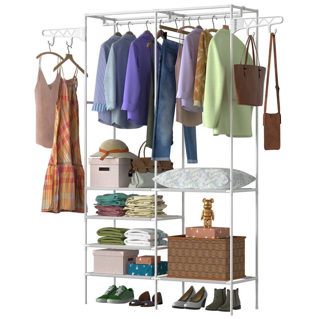 Garment Rack with Shelves – Freestanding Metal Clothes Organizer – image 9