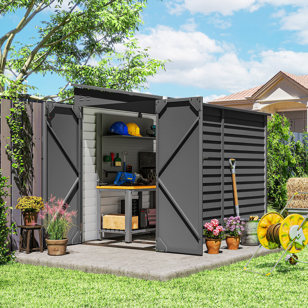 4.6 x 9 Ft Lean To Metal Storage Shed with Foundation Kit – image 2