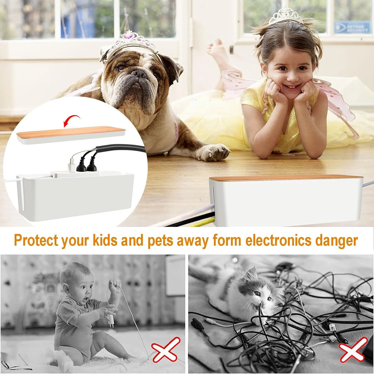 Cable Management Box - Wooden Power Strip and Cord Hider – image 4