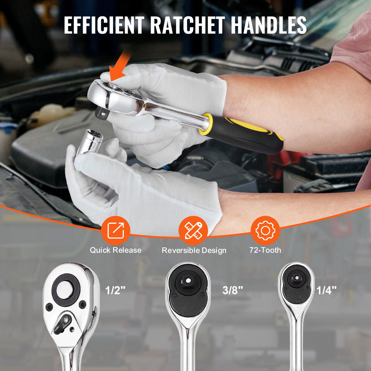 Mechanics Tool Set – 207 Pc SAE and Metric Socket Kit with Case – image 4