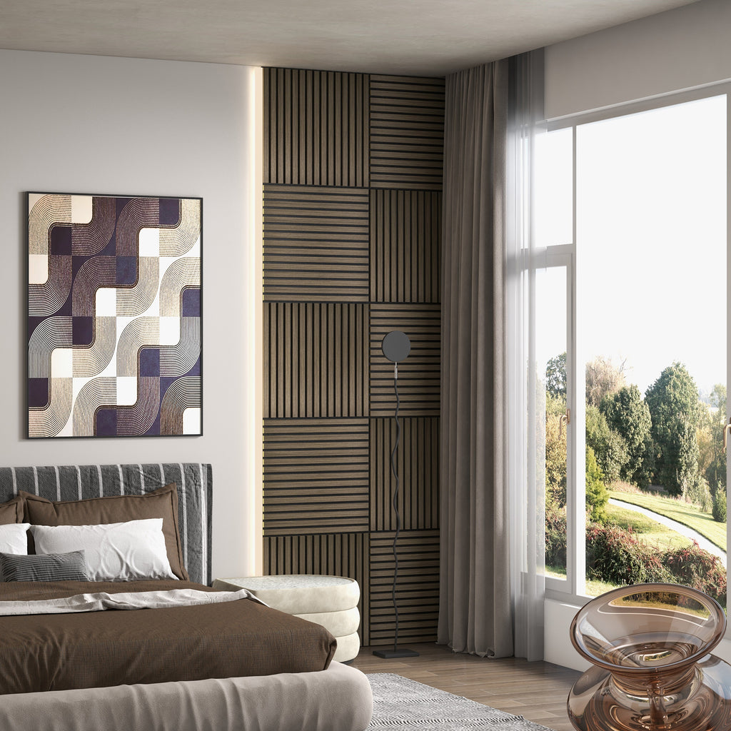 Walnut Wood Slat Acoustic Wall Panels 24 x 24 in, 4 Pack – image 7