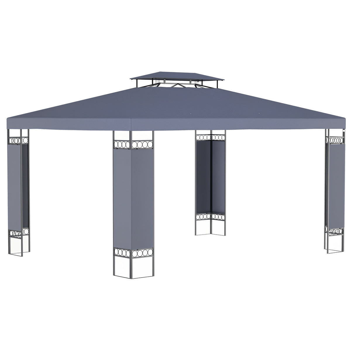 10 x 13 ft Patio Gazebo with Double Roof and Screen Netting, Gray – image 1
