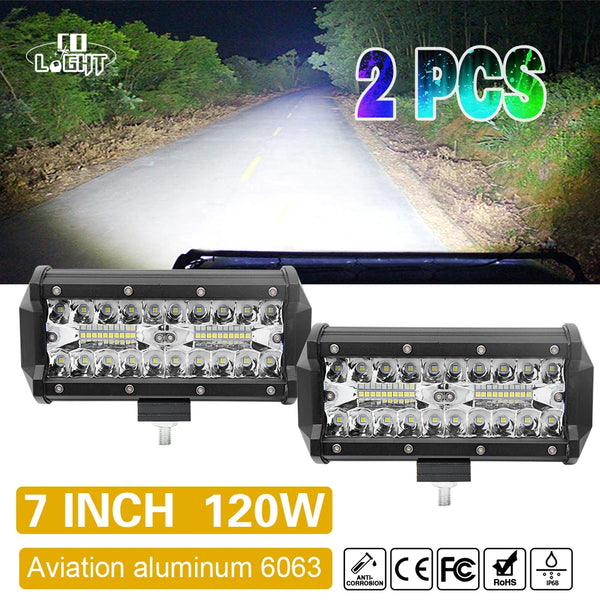 Oilfield Headache Rack LED Work Lights, 2 Pack 12V-24V Combo Beam