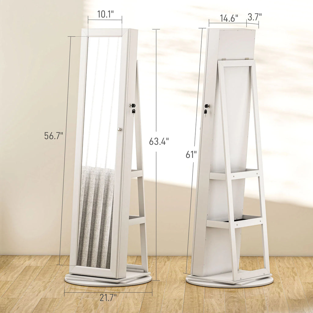 Floor Standing Jewelry Cabinet with LED Lights and Swivel Mirror – image 5