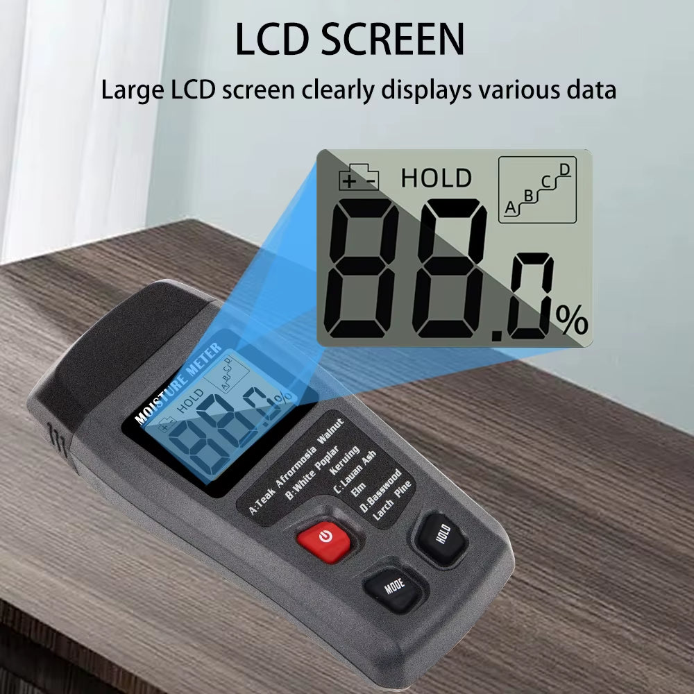 Construction Wood Moisture Meter, 2-Pin Digital Tester 0-99.9% – image 4