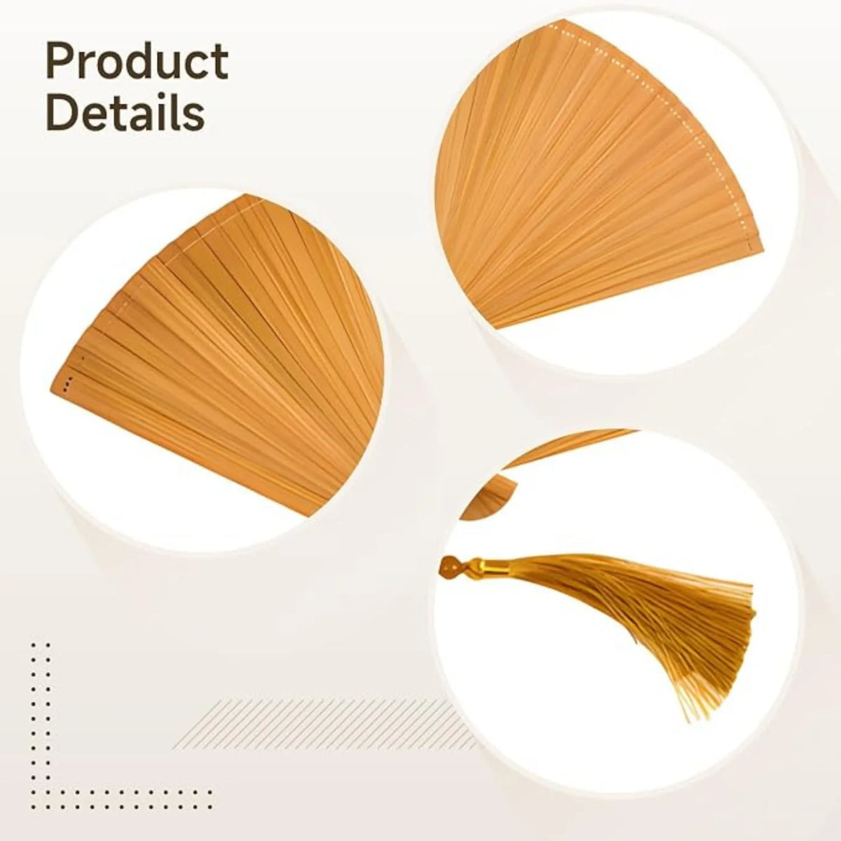 Wooden Folding Hand Fan with Tassel – image 4