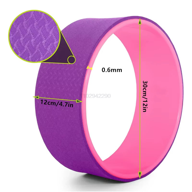 12" Yoga Wheel Back Roller Deep Tissue Massager Yoga Stretching Equipmen for Back Pain Relief Improving Yoga Poses Relaxation