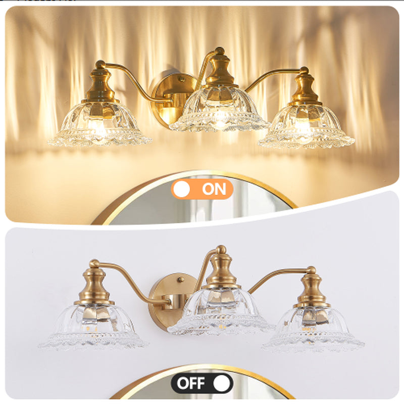 24 Inch 3-Light Vintage Gold Vanity Light with Glass Shades – image 7
