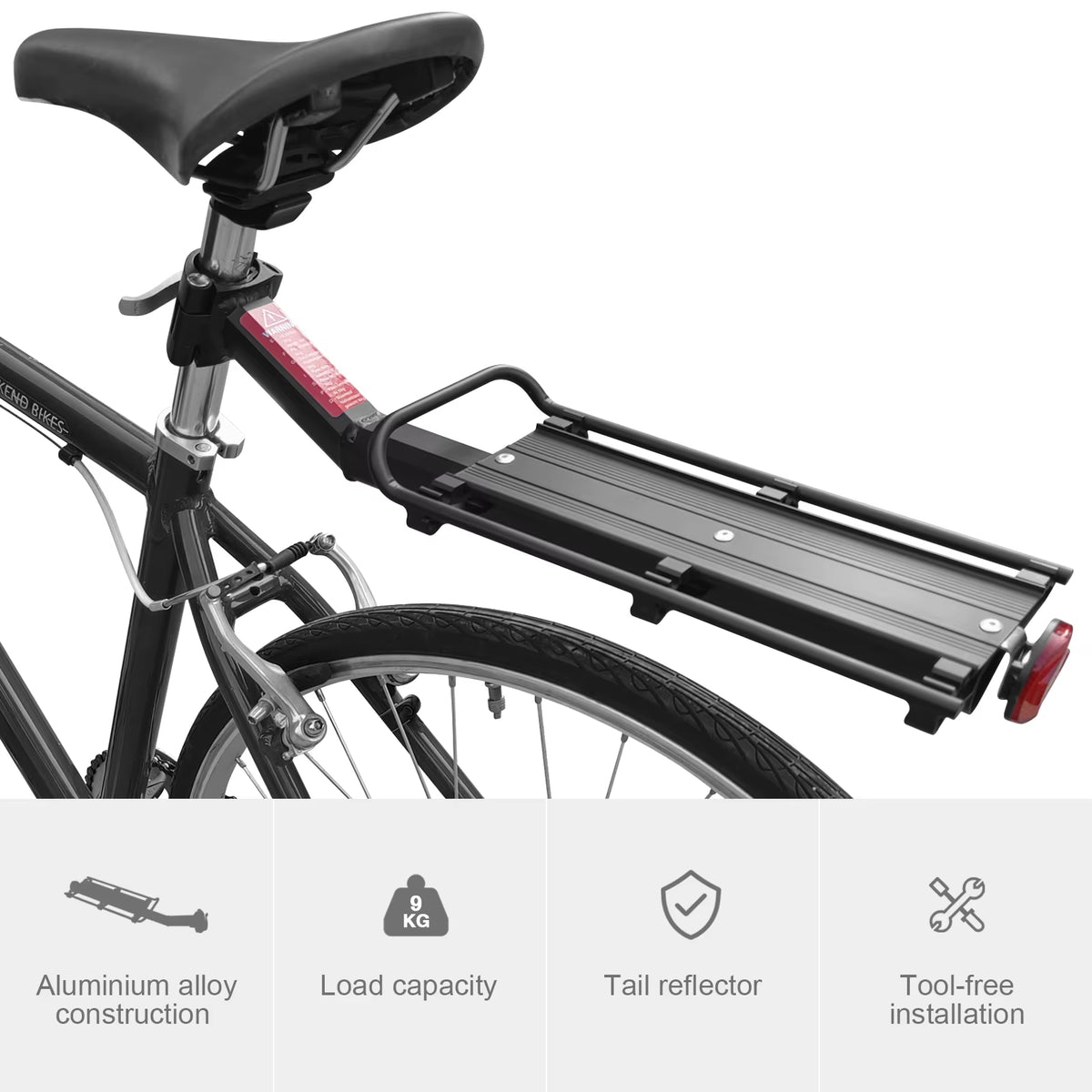 Bike Rear Rack, Quick Release Aluminum Cargo Carrier with Reflector – image 5