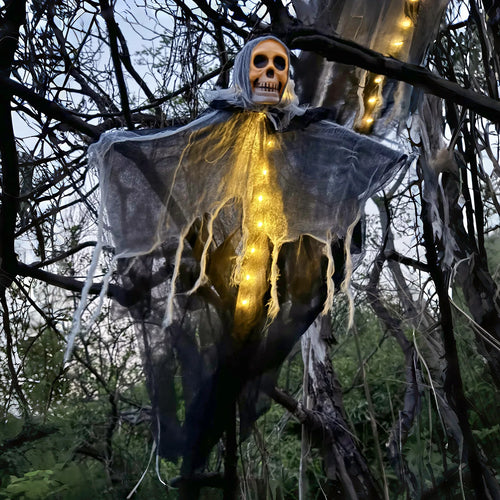 32 in Hanging Skeleton Ghost Halloween Decoration with LED Lights – image 2