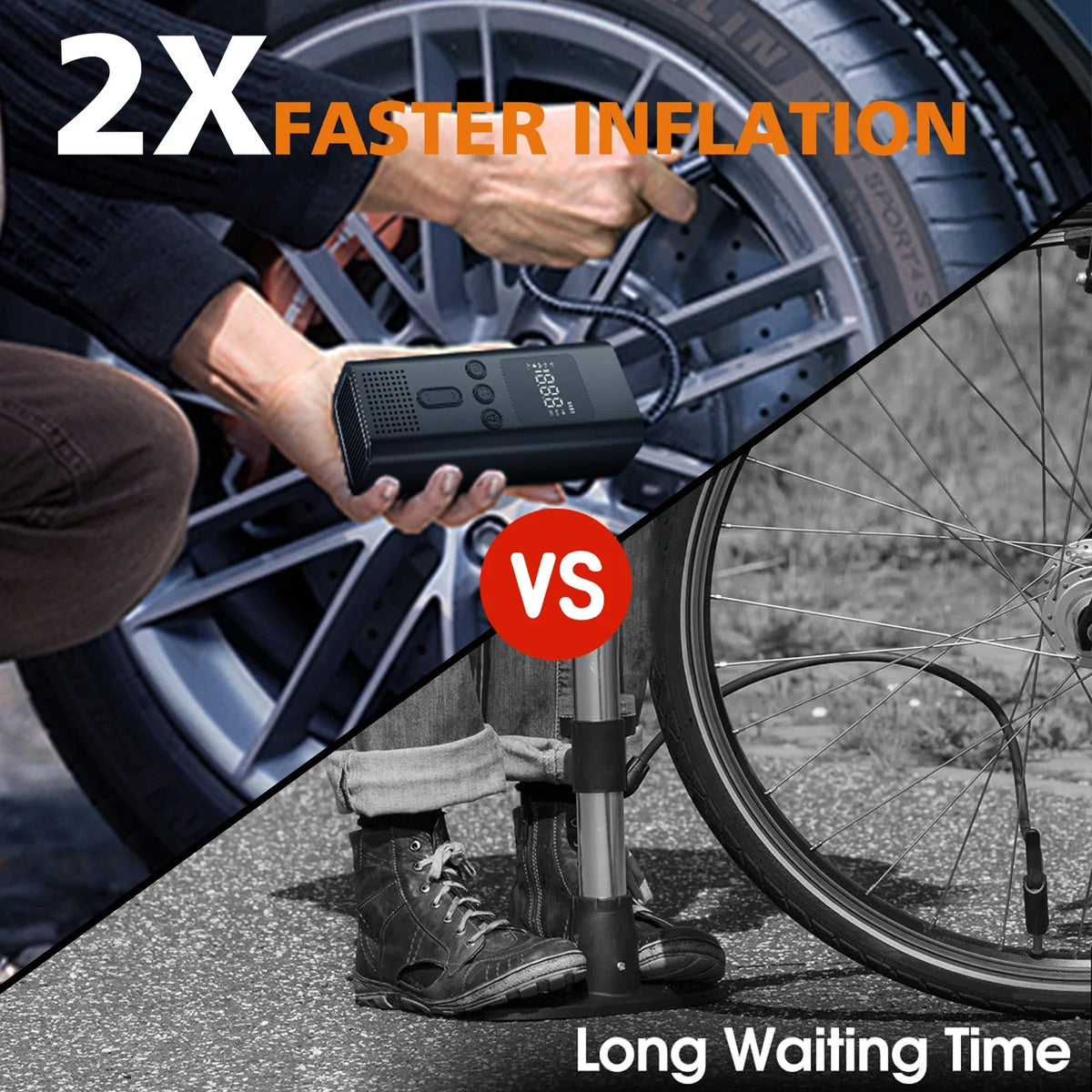 Electric Bike Pump, Mini Cordless Tire Inflator with Digital Display – image 4