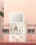 Makeup Organizer Storage Box with 360° Rotating LED Mirror – image 1