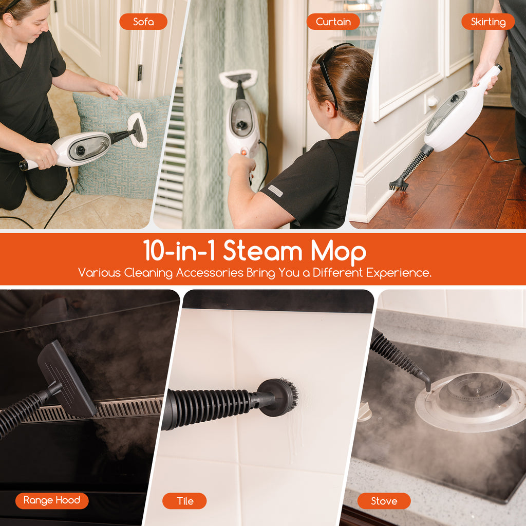 Steam Mop with 8 Attachments, 1200W Double-Sided Floor Steamer – image 10