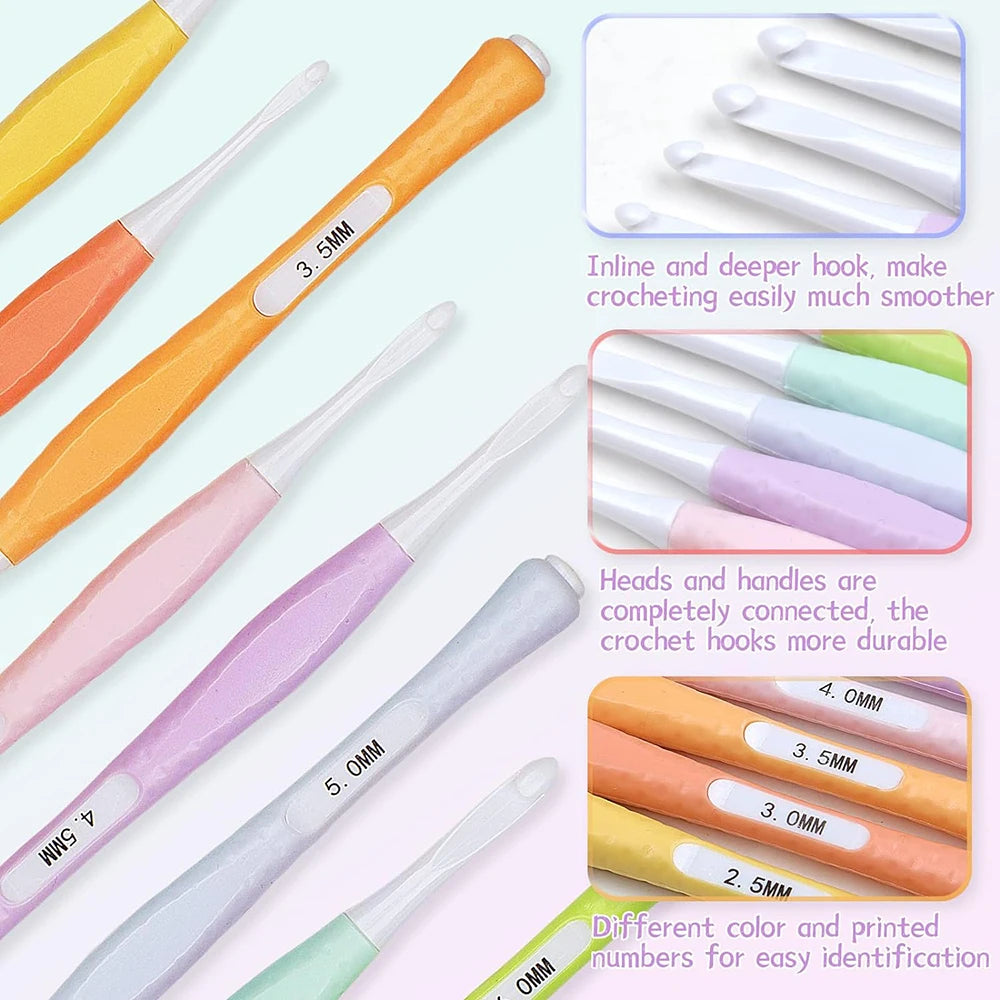 Crochet Hook Set 8-Piece Ergonomic Soft Grip 2.5-6mm – image 3