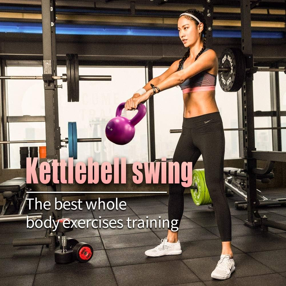 Kettlebell 10 lb – Vinyl Coated Wide-Handle Weight, Purple – image 8