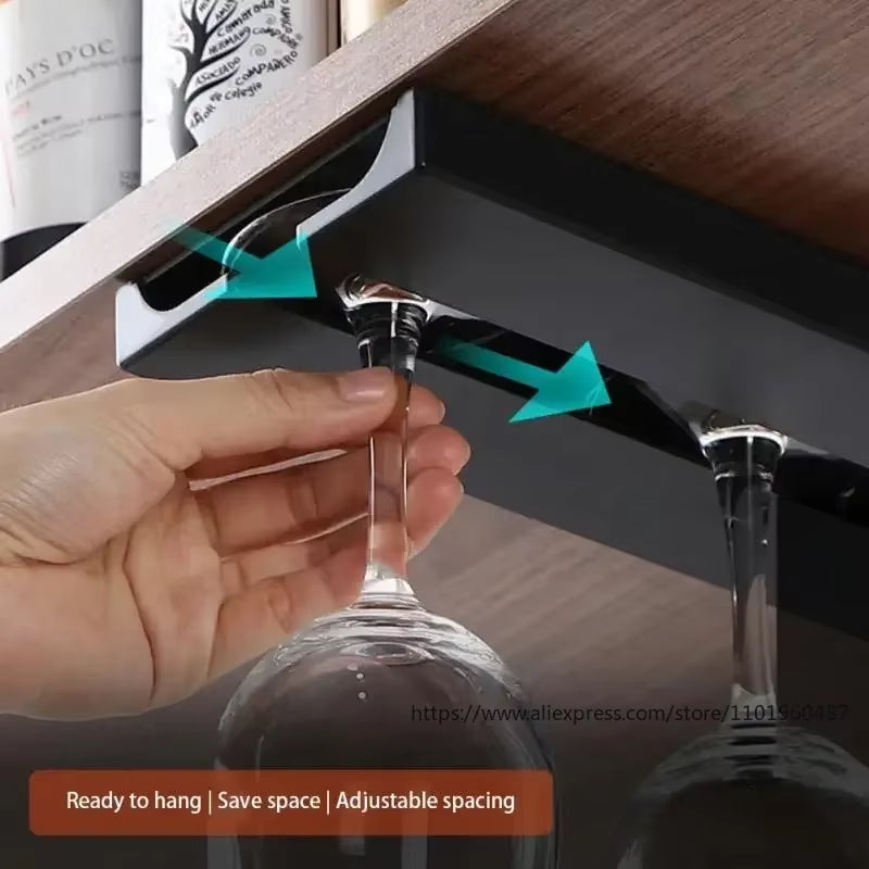 Wine Glass Rack – 2-Pack Under Cabinet Stemware Holder – image 3