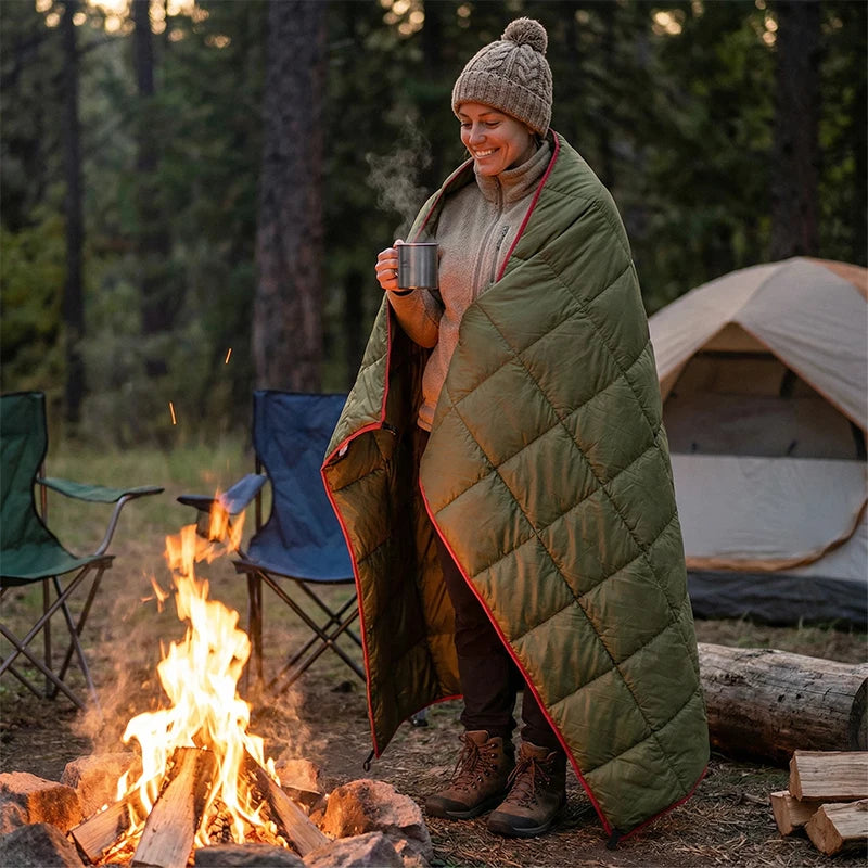 Packable Camping Blanket for Cold Weather, Water-Resistant Travel Quilt – image 4