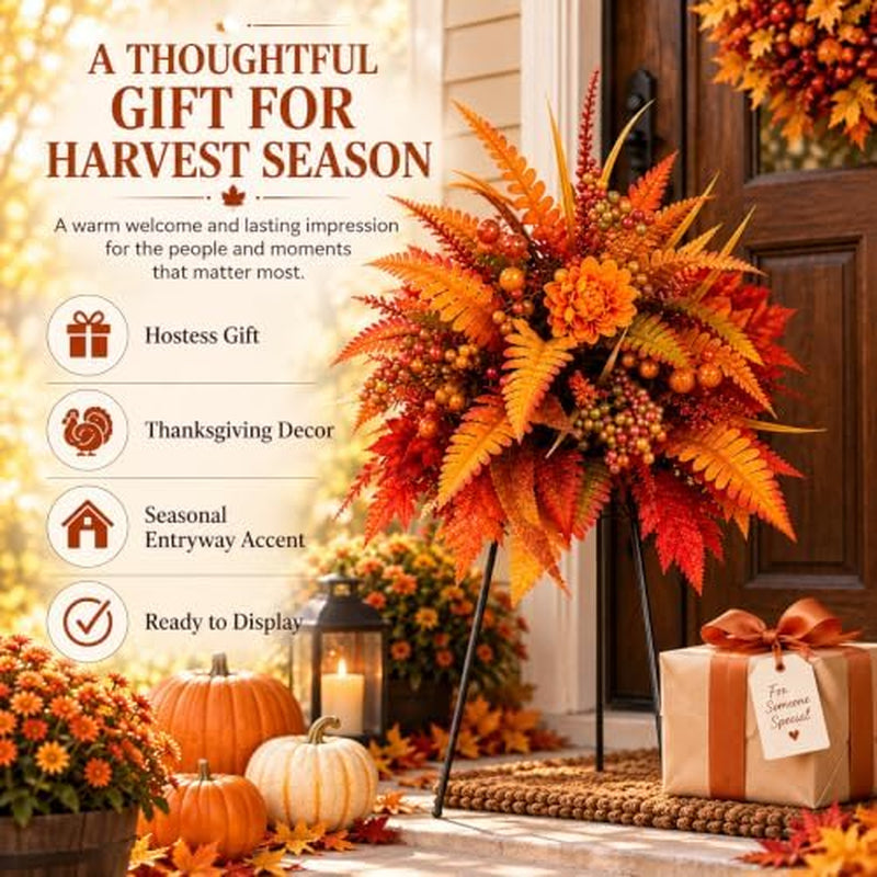 Fall Harvest Floral Garden Stake, Artificial Flowers with Stand, 2 Pc – image 9