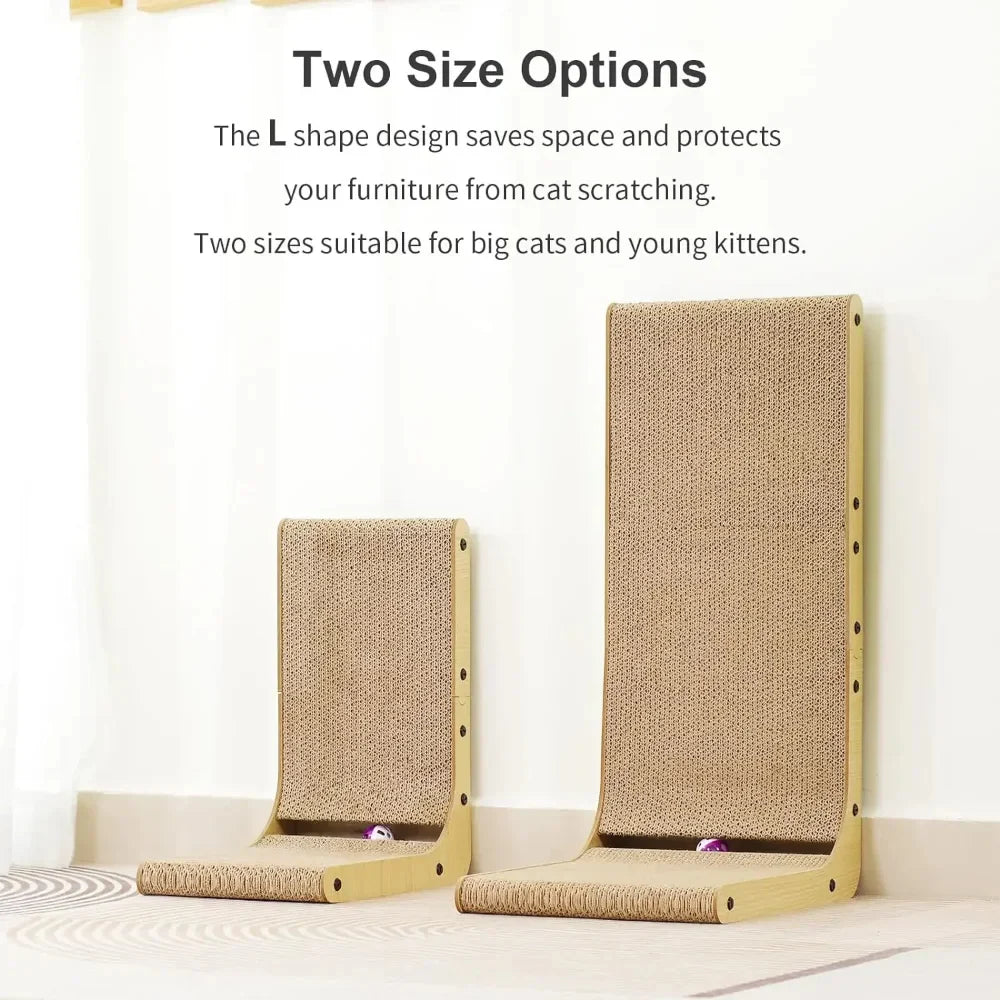 L-Shape Cardboard Cat Scratcher with Ball Toy & Catnip – image 7