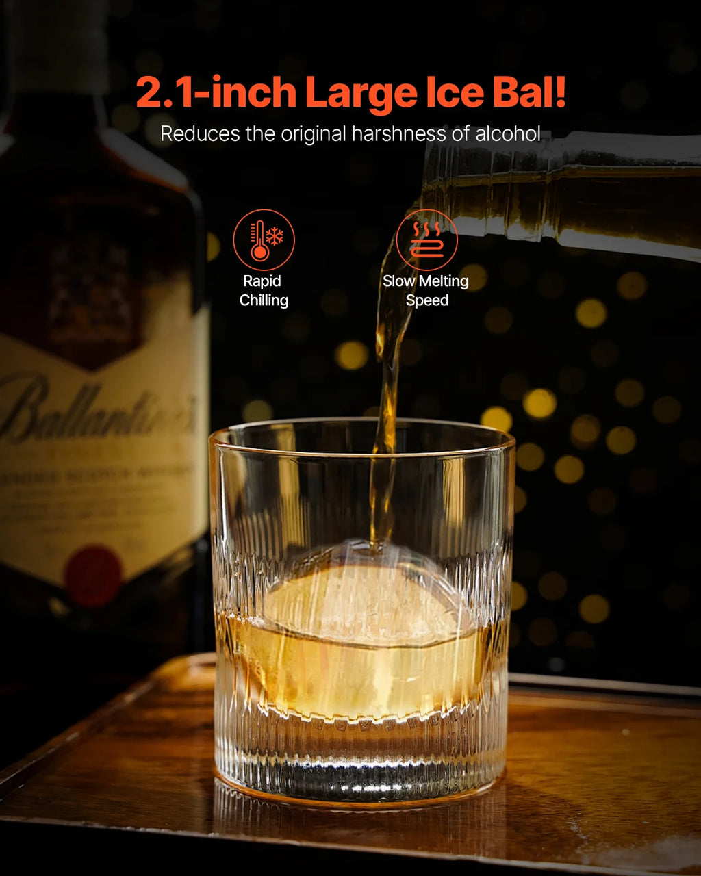 Ice Ball Press 2.1 in, Aluminum Ice Sphere Maker with Tongs and Tray – image 4