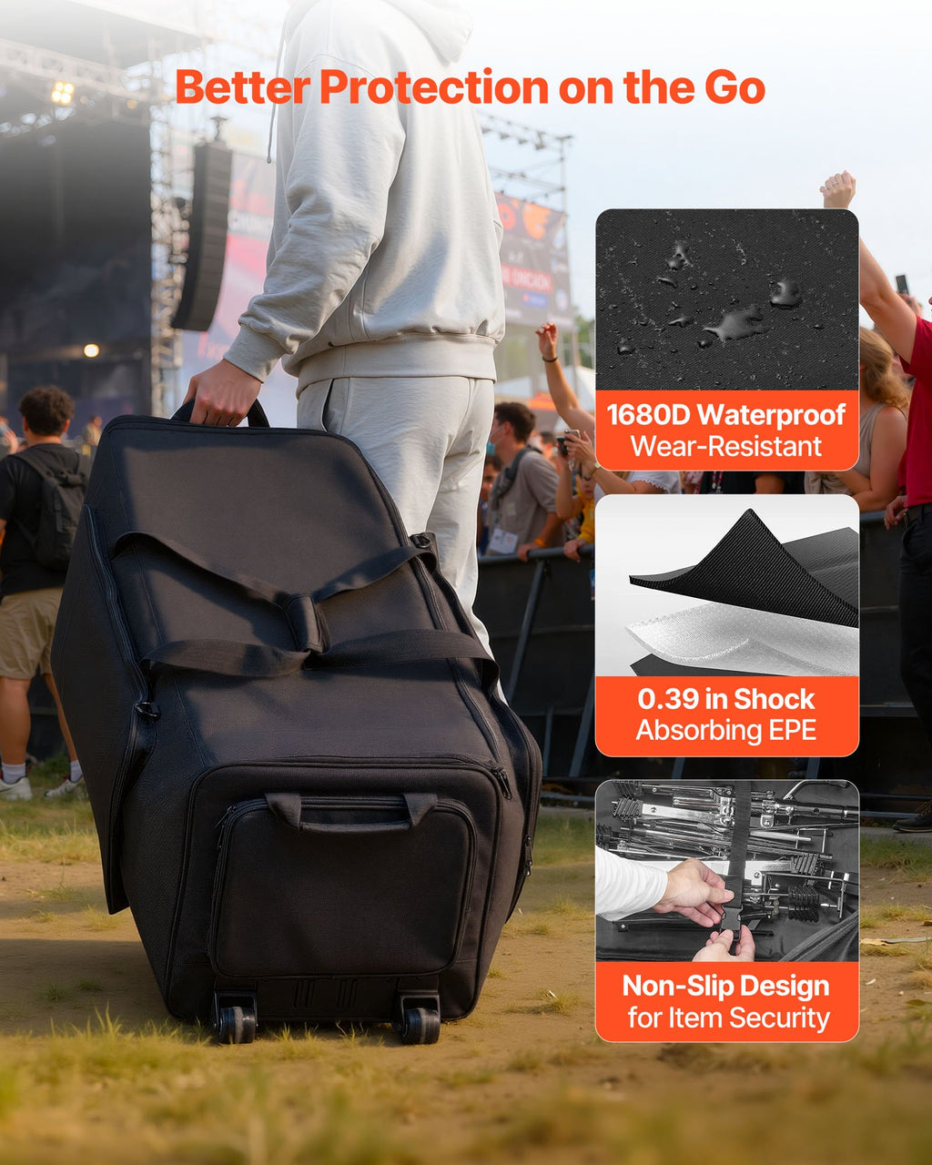Rolling Drum Hardware Bag with Wheels, 1680D Padded Carry Case – image 3