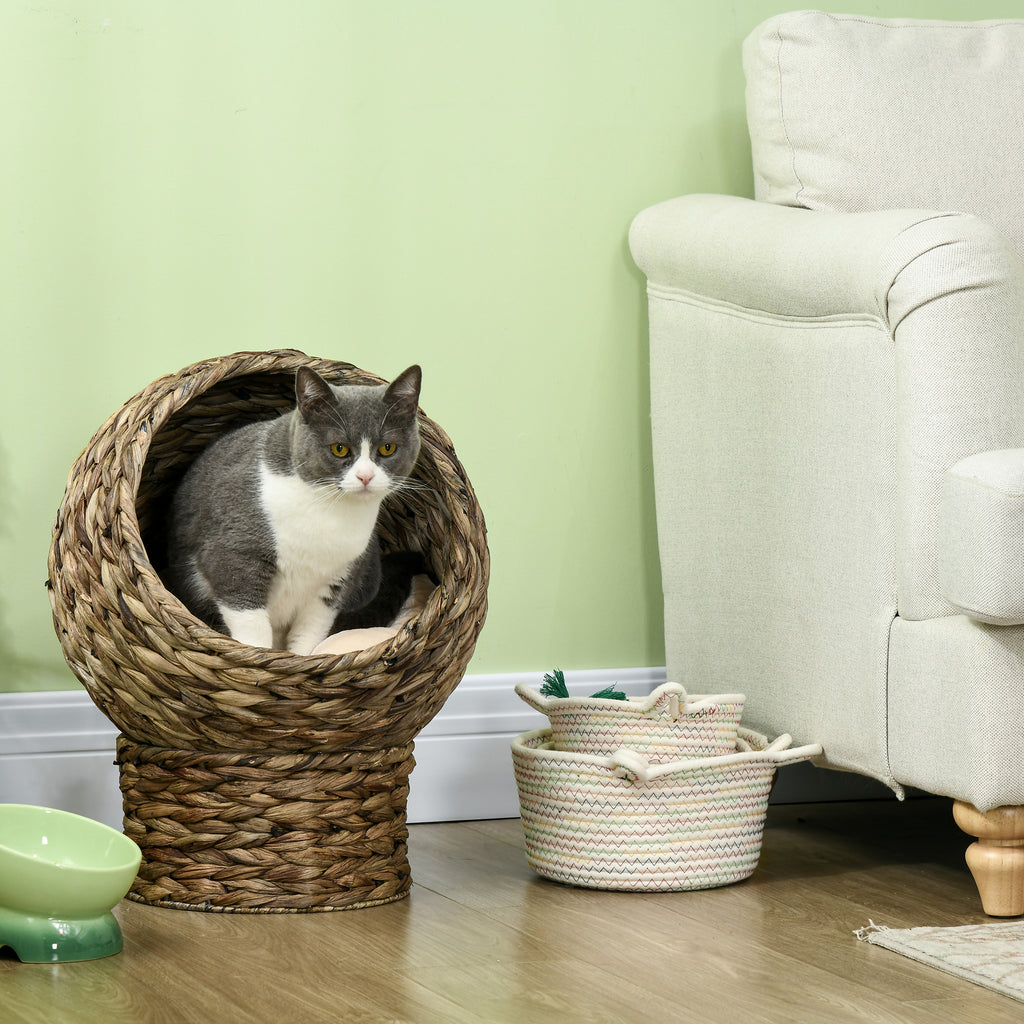 Elevated Cat Bed, Handwoven Egg Chair with Cushion, 20 in Tall – image 7